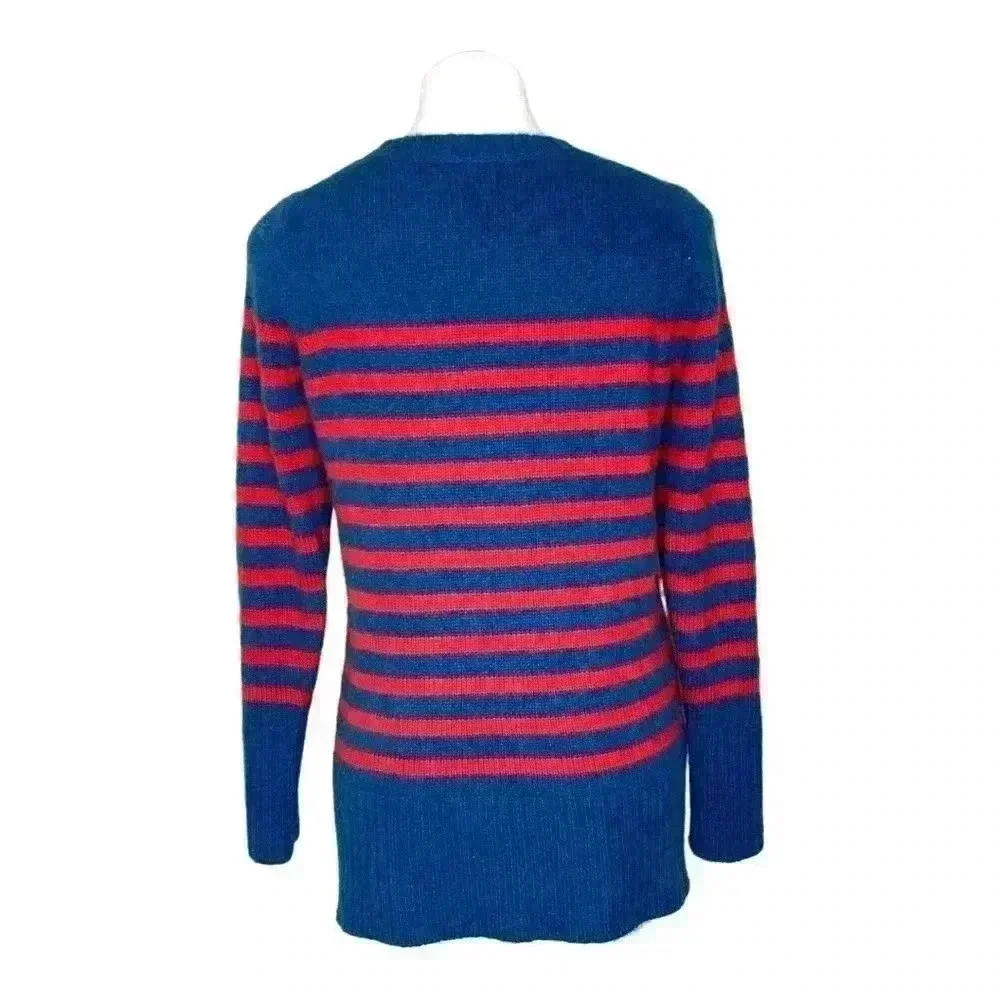 J. Crew collection black label red and blue nautical stripe  crew neck s…